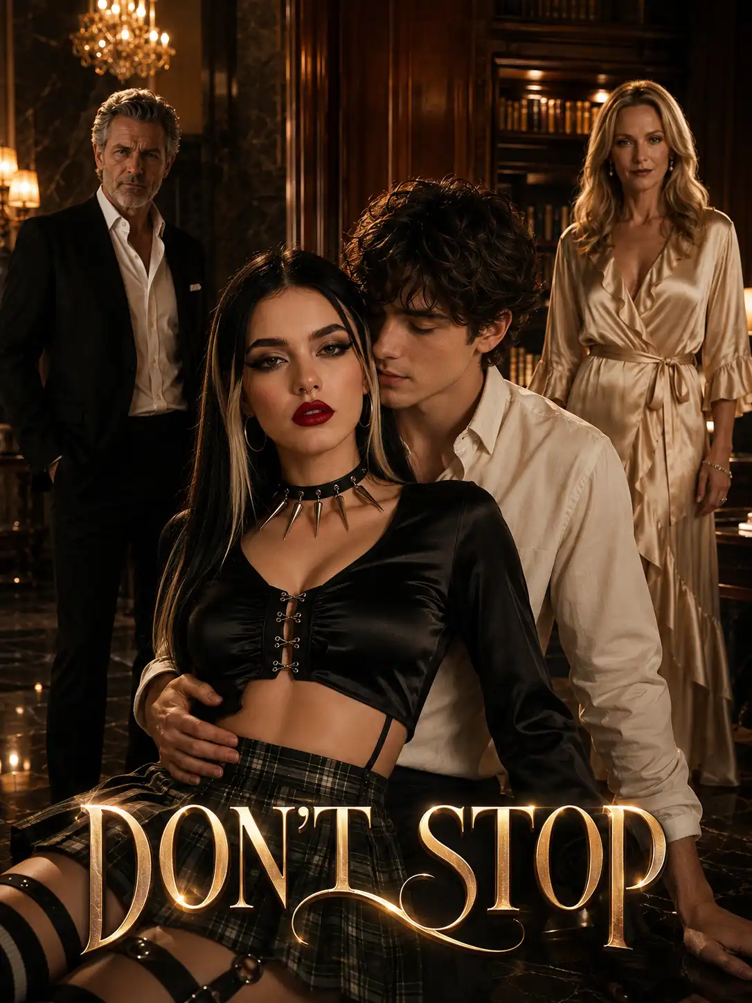 {name} interactive AI story series cover art, WhatsLove AI